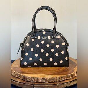 KATE SPADE Cedar Street Black/White Polka Dot Domed Pearl Satchel